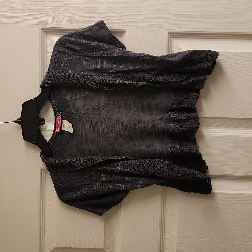 NWT Short Sleeve Cropped Cardigan/Shrug, Charcoal